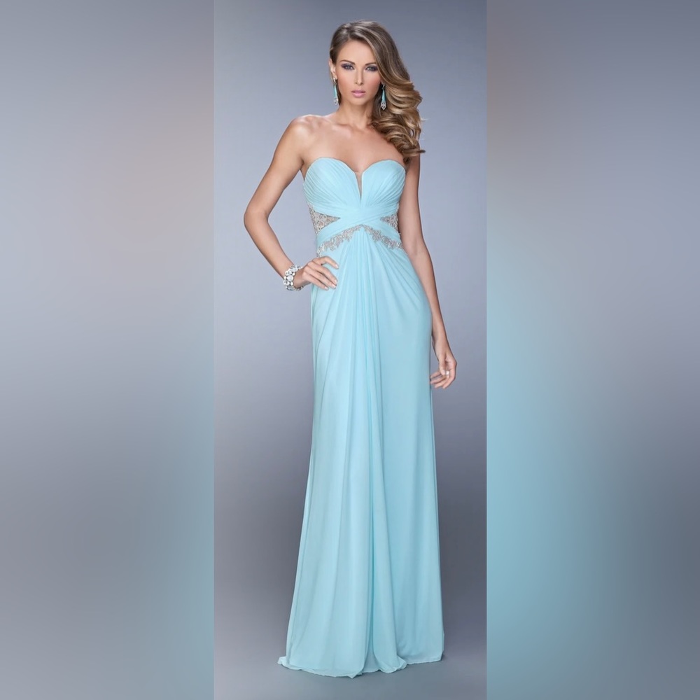 La Femme Light Mint Beaded Prom Dress NWT